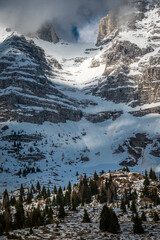 Snow on Mount Canin and Montasio. Spring snow