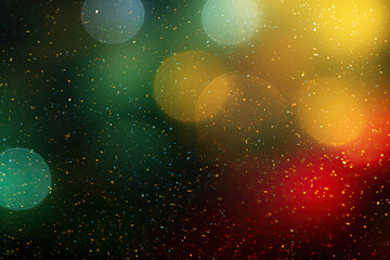 Abstract Red, Yellow, and Red Color Glitter Sparkle Blur Bokeh Background. Copy Space for Your Text, Black History Month Concept