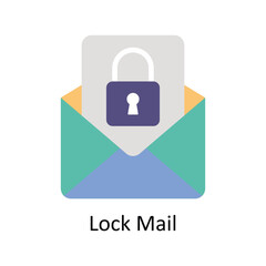 Lock Mail Vector  Flat icon Style illustration. EPS 10 File