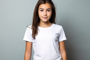 Woman in White Tshirt Mockup created with Generative AI