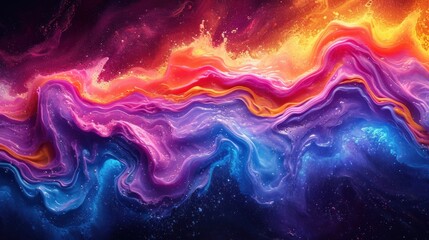 Abstract Wave Pastel Colored Liquid Lines with Vibrant Colors Wallpaper - obrazy, fototapety, plakaty