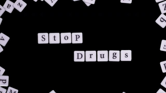 Stop Drugs Stop Motion Letters On Alpha Channel