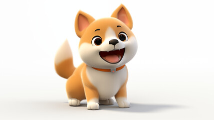 Shiba inu puppy with smile sitting  on white background cartoon 