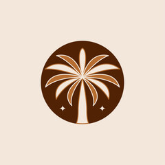 Palm tree arch frame thin line icon abstract design summer logo template modern minimal linear emblem for vacations rentals and travel services. Vector illustration