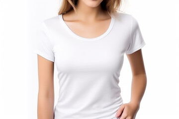 Woman in White Tshirt Mockup created with Generative AI