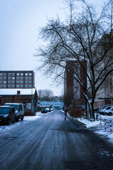 snow, winter, berlin, streets