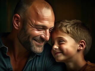 Father Day. Father and son smiling happily