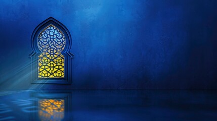 Islamic design greeting card background Islamic window and reflect  - obrazy, fototapety, plakaty