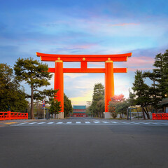 The Gigantic Great Torii Gate of Heian Jingu Shrine in Kyoto, Japan