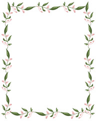 Floral wreath heart for Valentine's Day. Elegant floral illustration with beautiful flowers, leaves and hearts in digital, hand drawn, vector. Design for invitation, wedding or greeting cards.