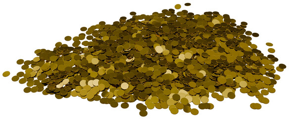 3D render of Huge pile with thousands of shiny gold coins isolated on transparent background © Louis