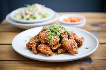 Fototapeta premium korean fried chicken with spicy glaze