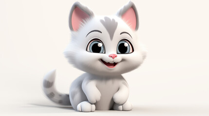 Naklejka premium cute american short hair cat on white backgroud 3d cartoon