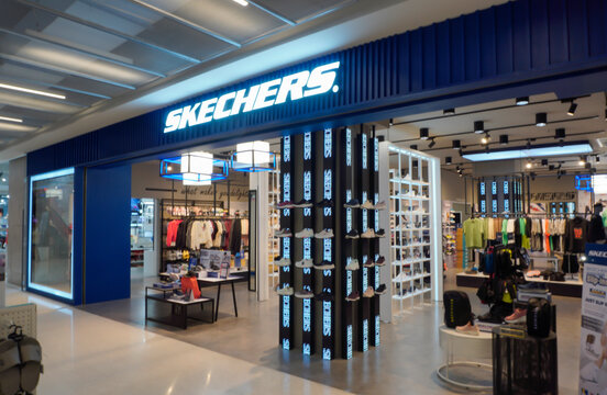 Bangkok, Thailand, January 23, 2024 Skechers has quickly become a popular footwear brand both in the United States and with customers around the world. There is a branch at The Mall Tha Phra.