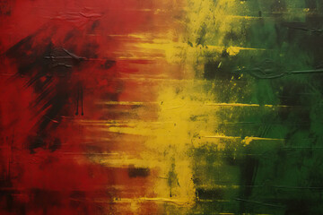 Abstract Red, Yellow, Green Color Grunge Texture Wall Canvas Background for Black History Month Celebration