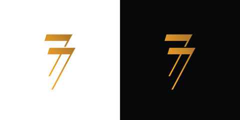 Modern and elegant number 77 logo design