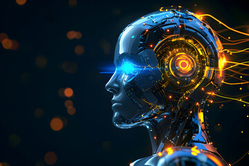 Vibrant AI Future - Neural Network Head - Generative AI