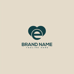 Alphabet monogram letter E with heart logo design - vector.