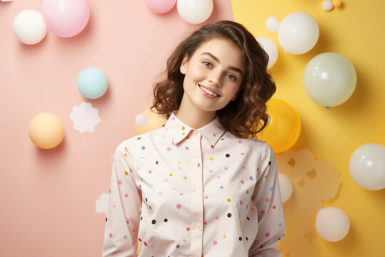 Playful pastel polka dots on a light yellow backdrop, adding a touch of whimsy and creativity to a presentation with a youthful charm.