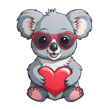 Valentine's Day graphics cute white koala