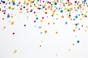 Colorful confetti on white background 
