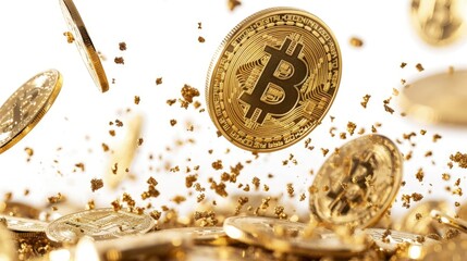 Bitcoin cryptocurrency digital money golden coin technology and business concept
