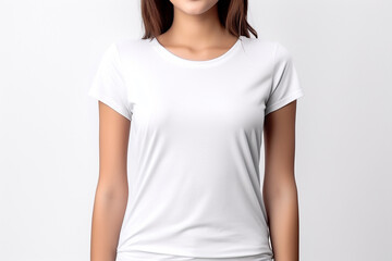 Fototapeta premium Woman in White Tshirt Mockup created with Generative AI