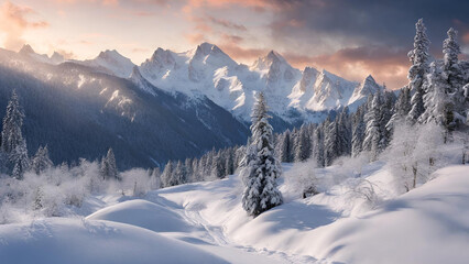Winter landscape in the mountains Carpathians Ukraine Europe
 - obrazy, fototapety, plakaty