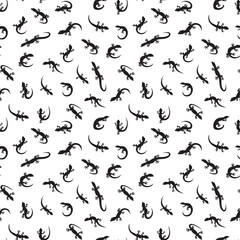 Editable vector 13 gecko silhouettes.Set collection isolated black on white background