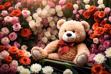 teddy bear with flowers