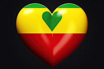 3D Red, Yellow, and Green Colored Heart Shape, Multi-Color Pattern Illustration for Valentine's Day and Black History Month Celebration