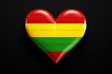 Fototapeta premium 3D Red, Yellow, and Green Colored Heart Shape, Multi-Color Pattern Illustration for Valentine's Day and Black History Month Celebration