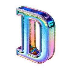 D Letter with 3D Holographic Chrome Effect.