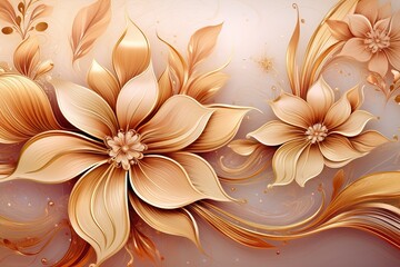 Beautiful abstract floral background, with gold