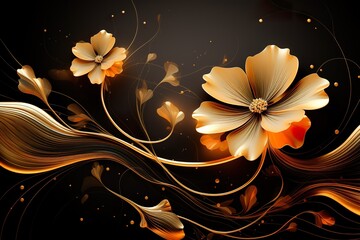 Beautiful abstract floral background, with gold