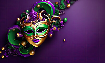Abstract Mardi Gras Mask Background with Copy Space - obrazy, fototapety, plakaty
