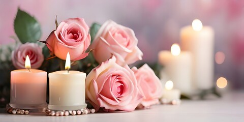 candle and roses