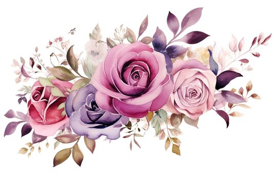 Greeting card with flowers, watercolor, can be used as invitation card for wedding, birthday and other holiday and summer background