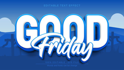 Good friday text effect. Blue 3d text mockup