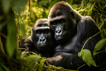 Obraz premium Gorilla and gorilla in the rainforest of Costa Rica.