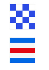 Combinaisons alphab&eacute;tiques des drapeaux du Code maritime international N.C., d&eacute;tresse, demande d'assistance