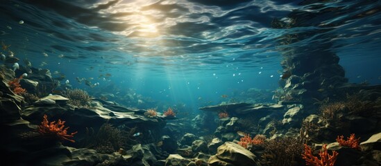 Fototapeta na wymiar Underwater Sea With Sunlight