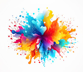 Colorful Splash of Holi Colors on White Background