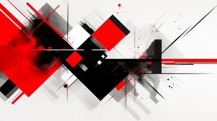 Abstract modern geometric background black and red. Neural network AI generated art