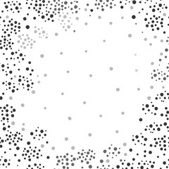 Abstract frame with different circles. Decorative background. Monochrome seamless pattern. Many small black dots on a white background. Minimalist print for your design projects.