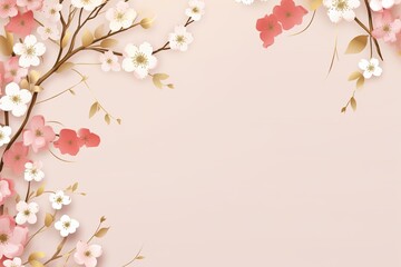 Obraz na płótnie Canvas Minimalist sakura cherry blossom pink and gold greeting card template illustration