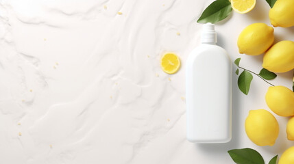lemon soap cream cosmetic bottle background concept ai visual - obrazy, fototapety, plakaty