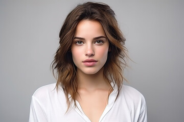 Fototapeta premium Woman in White Tshirt Mockup created with Generative AI