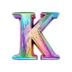 K Letter with 3D Holographic Chrome Effect.