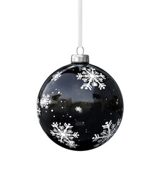 black Christmas ball with pattern, isolated on white background. Christmas decorations, 3d illustration